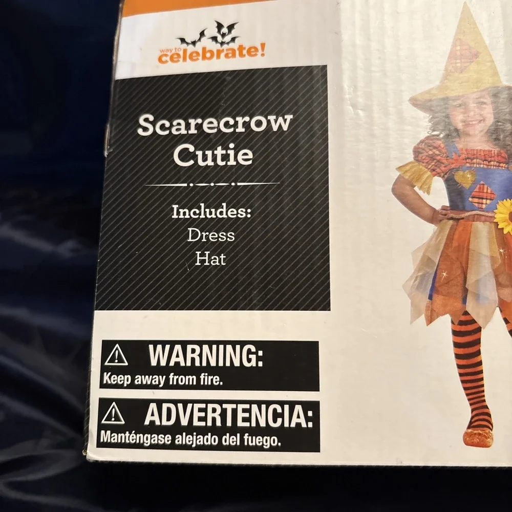 Celebrate Toddler 3T-4T Scarecrow Cutie Complete‎ 2 Piece Halloween Costume